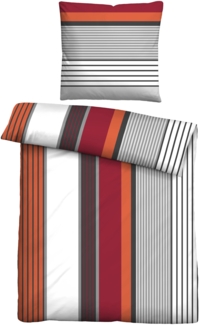 Traumhaft schlafen - Castell - Markenbettwäsche Baumwoll Renforce Bettwäsche 0040755 LÄNGSSTREIFEN, rubin, 1x 155x220 cm + 1x 80x80 cm
