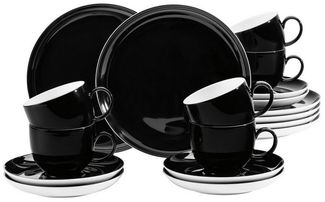 Seltmann Weiden Lido Kaffeeservice, 18-tlg, Rund, Kaffee Service, Geschirrset, Geschirr, Porzellan, Schwarz, 001. 764857