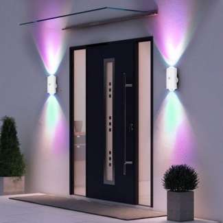 PRIISF LED Wandleuchte Kabellos mit Bewegungsmelder LED Wandleuchten ohne Stromanschluss Akku, Dimmbare, RGB Magnetische Wandlicht Flur Strahler Up Down Wandbeleuchtung Dekolicht, LED Nachtlicht Nachtlampe mit Dämmerungssensor, RGB Farbwechsel Lichteff...