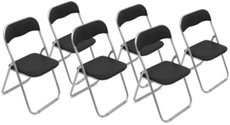 Dmora Set mit 6 Antenore-Klappstühlen, platzsparender Sessel, Gästestuhl, Besprechungssitz aus Kunstleder, 43 x 47 x 80 cm, Schwarz