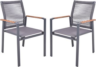 Gartenstuhl 2er Set KURT - Teak, Braun | Stapelstuhl Wetterfest Gartenstühle Outdoor Essstühle