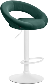 Barhocker MEKIM - Samt Grün 53 x 47 x 80 cm Weiß | Barstuhl Höhenverstellbar Mit Lehne Drehbar Tresenhocker Tresenstuhl Kneipenhocker Kneipenstuhl