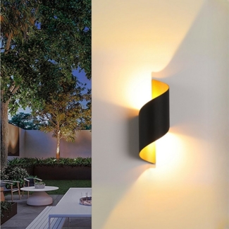 OULENBIYAR LED Wandleuchte 10W Spiral Wandlampe, LED Wandleuchten Auf&ab Lichtstrahl, Schwarz, Wandbeleuchtung IP65 Wasserdichte, LED fest integriert, Warmweiß, LED Wandbeleuchtung,für Garten, Wohnzimmer, Badezimmer, Schlafzimmer