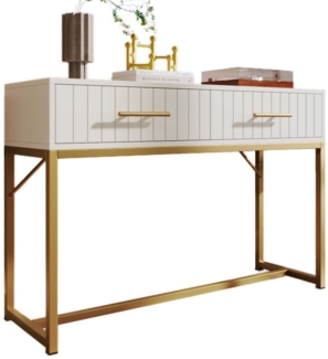 HAUSS SPOLE Sideboard Schminktisch mit 2 Schubladen 75cm Höhe für Schlafzimmer, Weiß (mit 2 Schubladen 100 x 45 x 75 cm)