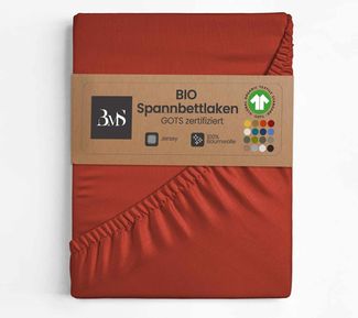 GOTS Bio Jersey Spannbettlaken chili 90x190 - 100x200 cm Höhe bis 23cm
