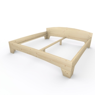 Holzbett (Fichte) "Rosi" 200x200 cm 38 cm mit Kopfteil Massivholzbett Bett