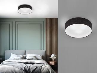 Deckenleuchte rund mit LED dimmbar - Stoffschirm Leinen Schwarz, Ø 45cm