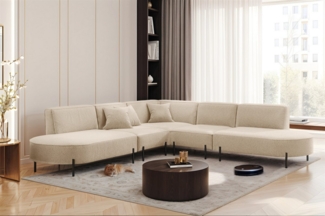 Ecksofa Designersofa VALENCIA Stoff Quelle Beige Universal