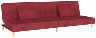 vidaXL Schlafsofa 2-Sitzer mit 2 Kissen Weinrot Stoff 375896