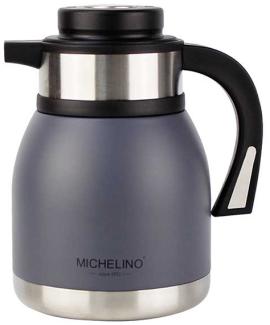 Michelino 1.2L Thermoskanne Doppelwandig Getränkespender Isolierkanne Kanne Kaffee Tee Teekanne Grau