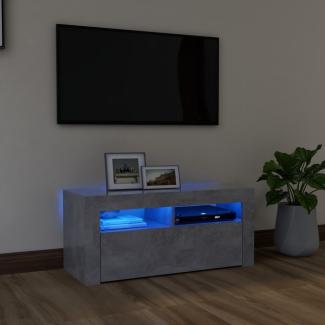 vidaXL TV-Schrank mit LED-Leuchten Betongrau 90 x 35 x 40 cm, Mit Beleuchtung [804323]