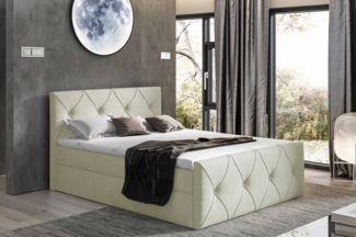 99rooms Arian Lux Boxspringbett Strukturstoff 160x200 cm Beige