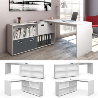 Vicco Eckschreibtisch FlexPlus Computer Bürotisch PC Schreibtisch Weiß