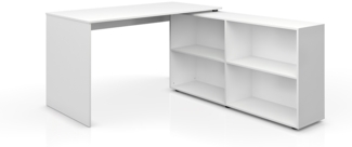 Vicco Eckschreibtisch Weiß 137 x 60 cm, FlexPlus
