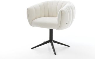 Drehstuhl Jada-Flex Bouclé Soft Beige Fußkreuz Schwarz 360° drehbar Wippfunktion Taschenfederkern