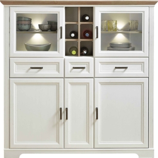 Highboard Jena / Jasmin , Holzwerkstoff , Weiß , 143 x 150 x 42 cm