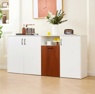 MODFU Sideboard Aufbewahrungsschrank,Standschrank (Sideboard Schrank– Vielseitiger Holzschrank mit höhenverstellbaren Einlegeböden, Kippschutz & modernem Two-Tone Design, 1 St)