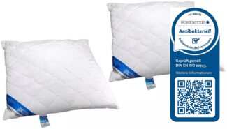 Jekatex Microfaserkissen Antibac, Füllung: 100% Polyesterkugeln (antibakteriell), Bezug: 100% Polyester, Bauchschläfer, Rückenschläfer, Seitenschläfer, 1 oder 2-tlg, Kopfkissen 40x80, 80x80 cm, im Einzel- oder Doppelpack