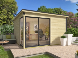 Fjordholz Gartenhaus Modell Amrum-3 Lichtgrau