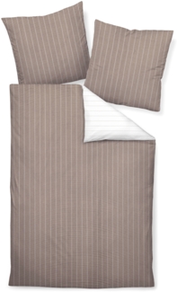 Janine Mako Soft Seersucker Bettwäsche 2 teilig Bettbezug 155x200 cm Kopfkissenbezug 80x80 cm Tango 20020-07 taupe