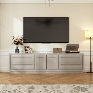 FUFU&GAGA Lowboard TV Schrank mit 10 Fächern 4 Türen, Walnuss