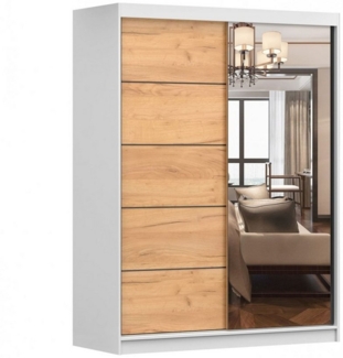 MOEBLO Kleiderschrank LARA 05 (mit Spiegel Schwebetürenschrank 2-türig Schrank mit vielen Einlegeböden und Kleiderstange, Gaderobe Schiebtüren Schlafzimmer-Wohnzimmerschrank Modern Design), (BxHxT): 150x200x61 cm