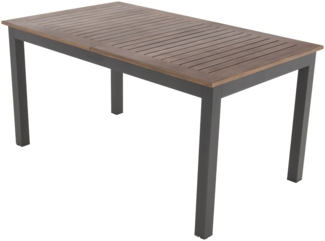 Doppler ausziehbarer Aluminium-Gartentisch / Ausziehtisch "Expert", anthrazit / dark wood, 150 / 210x90 cm (L x B)