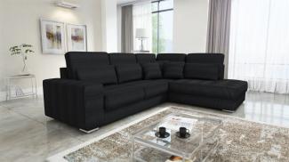 Ecksofa Sofa NEVIO XL Stoff Scala Schwarz Ottomane Rechts