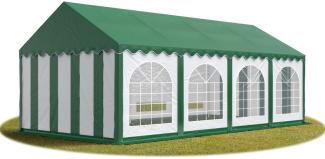 Festzelt Partyzelt 4x8 m PREMIUM, hochwertige PVC Plane 750 N mit grünem Dach 100% wasserdicht mit Bodenrahmen