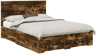 vidaXL Bettrahmen Geräucherte Eiche 140x190 cm Holzwerkstoff 3411309