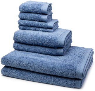 Möve Superwuschel 8 tlg. Frottier-Set - 2 X Handtuch (50 X 100cm), 2 X Duschtuch (80 X 150cm), 2 X Gästetuch (30 X 50cm), 2 X Seiftuch (30 X 30cm) - 520 g/m2 - Cornflower