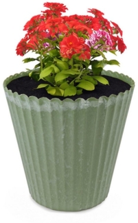 matches21 HOME & HOBBY Blumentopf Blumen-Topf grün geriffelt als Outdoor Pflanzen-Topf rund 13 cm (1 St), Pflanztopf als Wohnzimmer Übertopf und draussen Pflanzgefäß