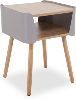 Nachttisch Birte / 300.001737, Echtholz, Holzwerkstoff, Stahl, Beige, Holzfarben, 40 x 55 x 40 cm