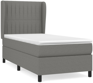 vidaXL Boxspringbett mit Matratze Dunkelgrau 90x190 cm Stoff 3128086