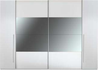 Kleiderschrank >Mega< in Weiß / Spiegel - 267x226x60cm (BxHxT)