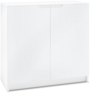 Vladon Kommode Logan (Kommode, mit 2 Türen), Weiß matt/Weiß matt (82 x 78 x 37 cm)