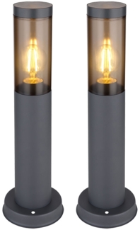 2er Set Sockelleuchte, Edelstahl, anthrazit, rauch, H 45 cm