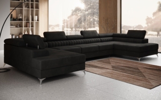 Luxusbetten24 Schlafsofa Designer Sofa Aurea U XXL in Samt, mit Stauraum und Schlaffunktion