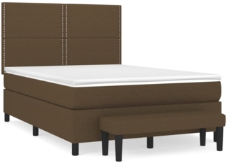 vidaXL Boxspringbett mit Matratze Dunkelbraun 140x200 cm Stoff 3136520