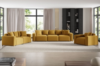 Sofaset Designersofas MEGAN 3-2-1 in Stoff Salvador Honiggelb
