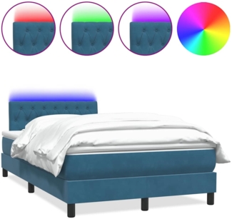 vidaXL Boxspringbett mit Matratze Dunkelblau 120x210 cm Samt 3317167