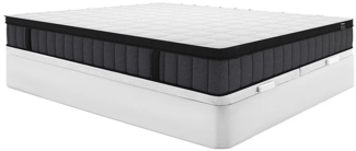 Vente-unique - Set aus Bettgestell mit Bettkasten + Matratze - 180 x 200 cm - Hybridmatratze - 7-Zonen-Taschenfederkern & Memory Gel - Stärke 25 cm - Weiß - TOLCA von YSMÉE