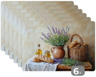 MuchoWow Platzset Lavendel - Brot - Stilleben, (6-St), Platzsets, Tischset, Abwaschbar, Tischsets, Platzdeckchen