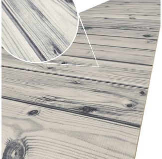 ANRO Küchenläufer ATLANTA Läufer Flurläufer Teppichläufer, Eckig, Bodenläufer 100x48 cm Holzdiele Grau pflegeleicht