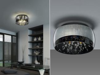 Kristall LED Deckenleuchte Glas Chrom verspiegelt & Rauchglas Optik Ø 34cm