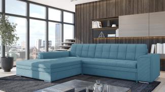 Ecksofa Sofa SARRA mit Schlaffunktion Stoff Lincoln Sky Ottomane Links
