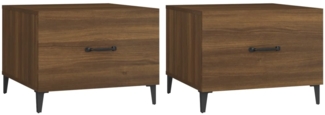 Couchtische, Sofatische Metallbeine 2 Stk. Braun Eichen-Optik 50x50x40 cm