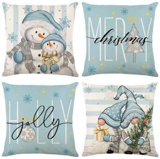 Qelus Kissenbezüge Weihnachten Kissenbezug 4er Set Kissenbezüge 45x45cm Dekokissen Deko, für Sofa Couch