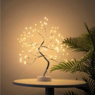 MUPOO LED Baum Künstlicher LED Bonsai Tischleuchte Dekolicht, USB-/Batterie-betrieben, 108 LEDs Kupferdrahtbaum, LED fest integriert, mit Touch-Schalter