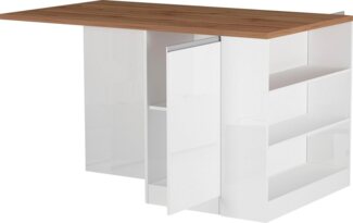 KOCHSTATION Kücheninsel KS-Sole, Breite 160 cm, 2 Türen, 4 offene Fächer